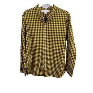 XXL (18) Old Navy Boys Yellow Navy Blue Check Button Down Dress Shirt